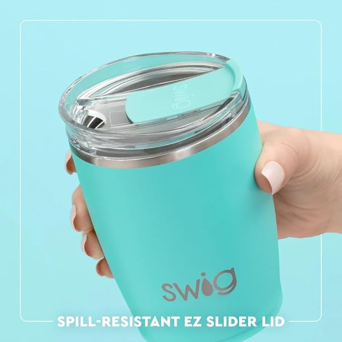 Swig Life 12oz Insulated Tumbler, Travel Coffee Tumbler with Lid, Cup Holder Friendly Travel Coffee Mug, Stainless Steel, 12 oz Reusable Insulated Coffee Mug (Saturdays in Oxford)