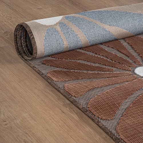 Outdoor Rug 9x12 Large Modern Floral Tropical Area Rugs for Outdoor and Indoor Patio Easy to Clean Non Shedding Living Room Porch Garden Washable Outside Carpet (108 Sq Ft)