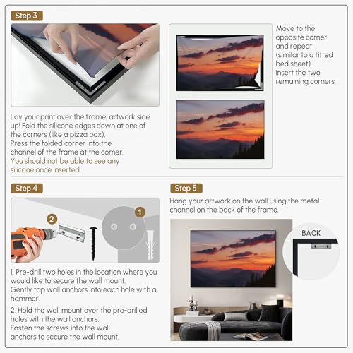 46"x72" Extra Large Framed Wall Art Scenic Sunset Over Mountain Range with Glowing Sky for Home Living Room Bedroom Decor