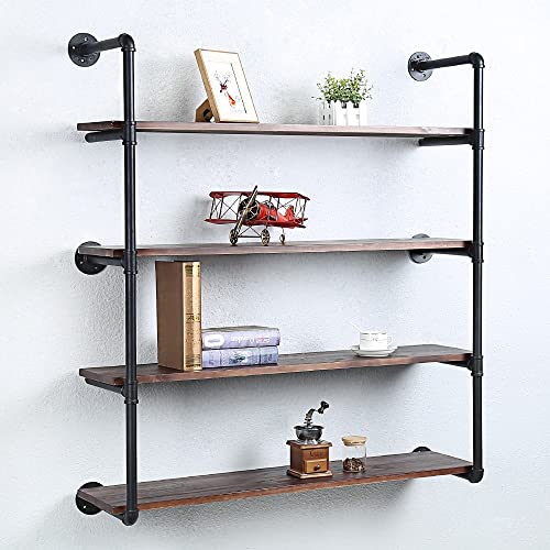 Industrial Pipe Shelves With Wood Planks