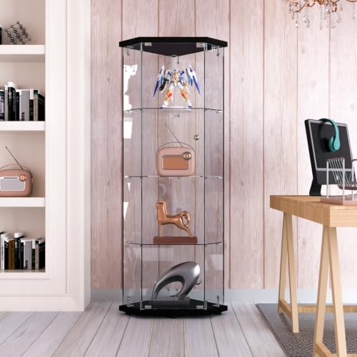 Black 5 Corner Glass Display Cabinet