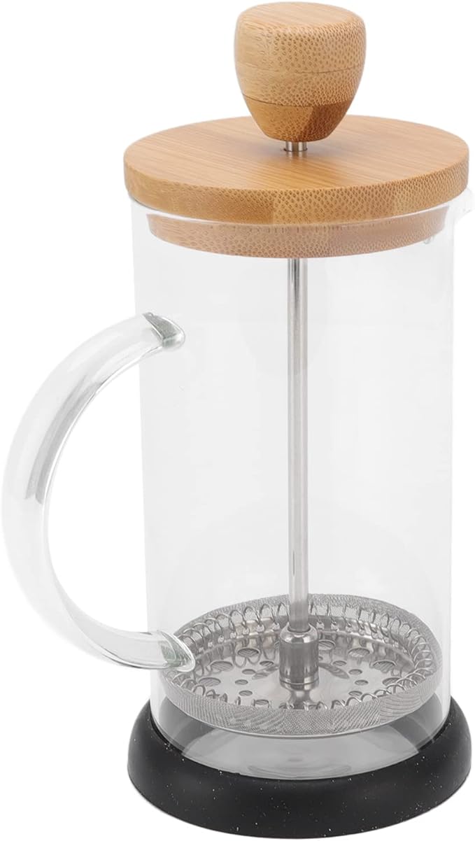 Heat Resistant Hand Brewing Filter French Press Borosilicate Borosilicate Tea Cafe Brewing Pot for Office Use (350ml Bamboo Cover)