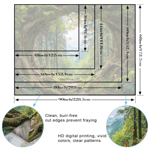 Green Nature Forest Tapestry 90x68 Inch