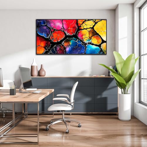 Large Framed Colorful Abstract Canvas Wall Art for Living Room Bedroom Home Office Modern Colorful Abstract Picture Large Canvas Prints With Wood Framed Size 30x60