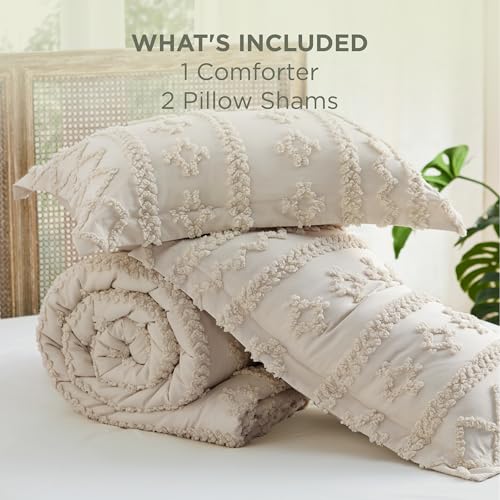 Tufted Boho Comforter Set Queen Size