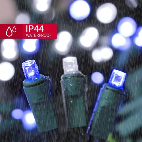 Blue White Christmas Lights Outdoor (100 Count)