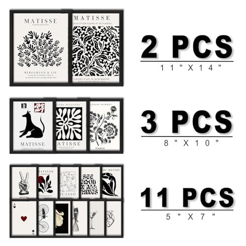 16 PCS Framed Black and White Wall Art Decor (16 Count)