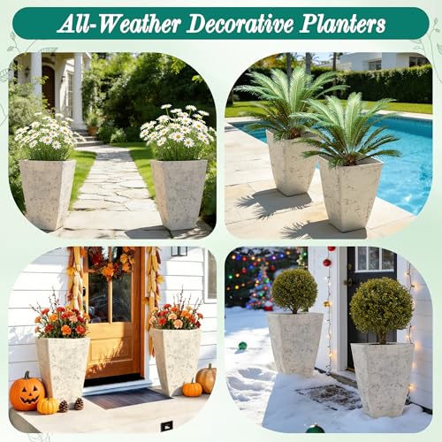 Autodaya Resin 19" Tall Planters Set of 2 Plant Pots (2 Count)