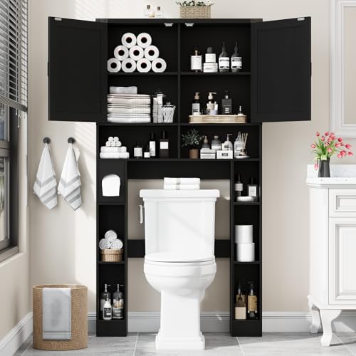 Storage Cabinet Over Toilet with 2 Barn Doors