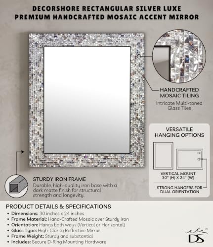 Handmade Blue & Silver Mosaic Wall Mirror