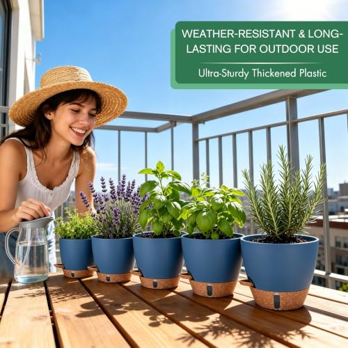 5 Pack Self Watering Pots for Indoor Outdoor Plants (5 Count)