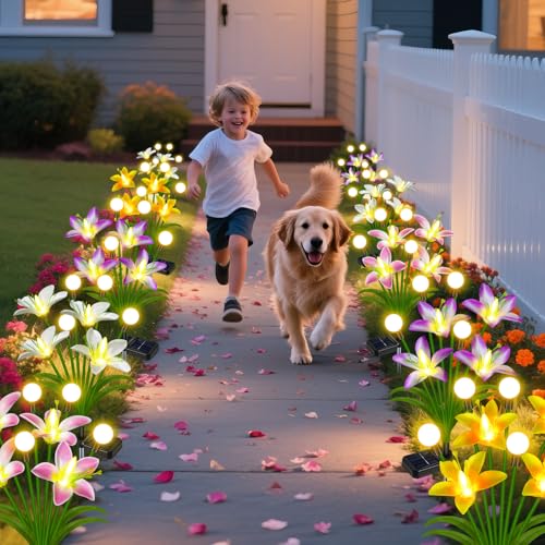 4 Pack Lily Flower Solar Garden Lights (2 Count)