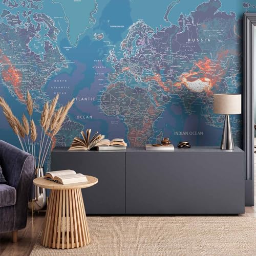Wall Mural World Map 138x101 in (96.44 Sq Ft)
