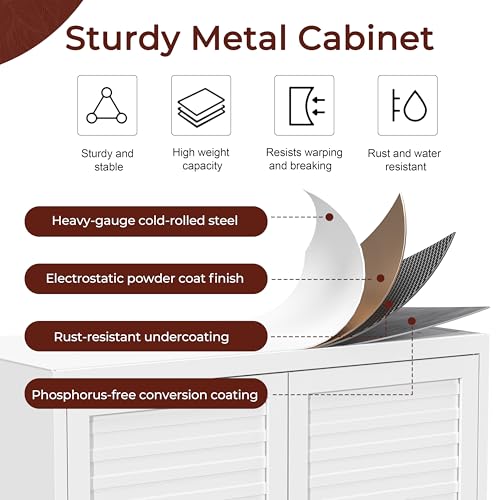71" Tall White Wardrobe Closet with Door and Adjustable Shelves