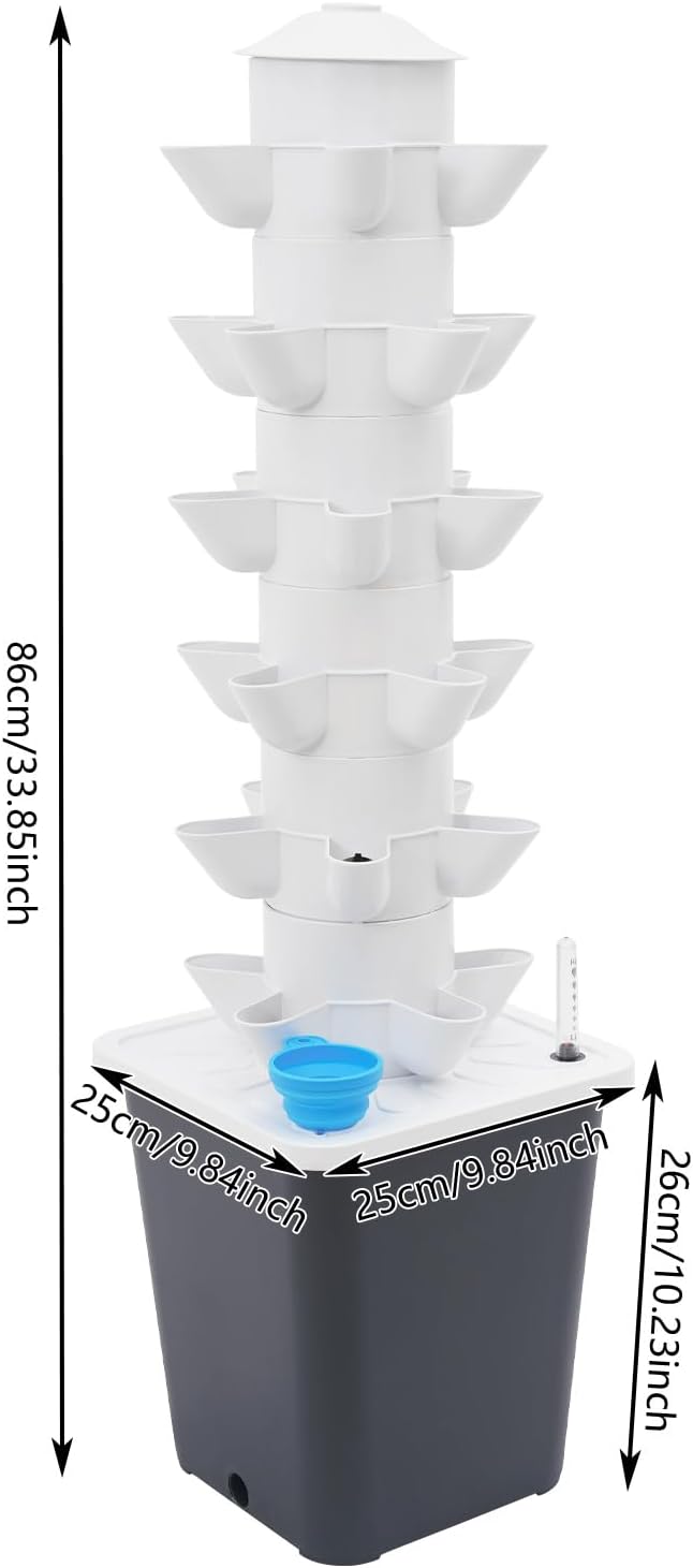 Hydroponics Vertical Growing Kit with Grow Lights 30-Plants Garden Hydroponic Growing System Outdoor Outdoor Indoor Vertical Garden Planter Tower with Automatic Watering for Herbs Fruits Vegetables