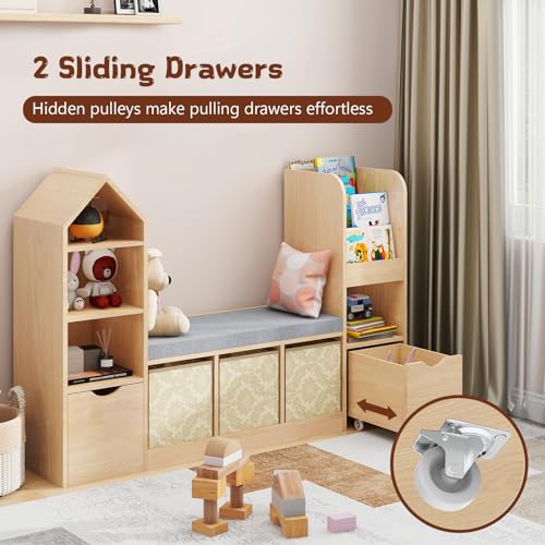 Toy Storage Organizer for Kids Bookshelf with Reading Nook