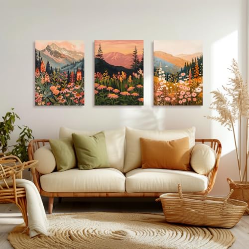 Framed Mountain Wildflower Wall Art Set of 3 (3 Count)