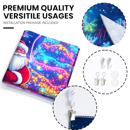 Merry Christmas Blacklight Tapestry Christmas Decorations Wall Hanging Xmas Tree Poster Glow in the Dark Tapestry for Bedroom Living Room Party Banners Decor