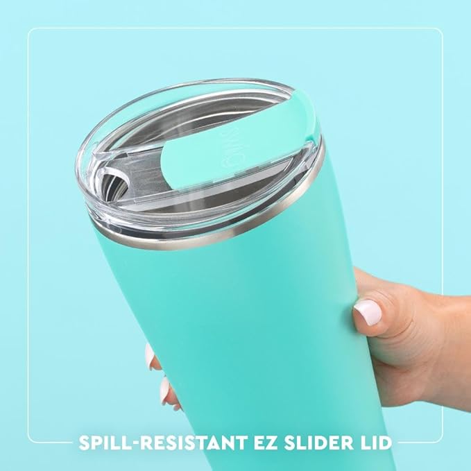 Swig Life 32oz Insulated Tumbler, Travel Coffee Tumbler with Lid, Cup Holder Friendly Travel Coffee Mug, Stainless Steel, 32 oz, Reusable Insulated Mug with Lid (Clover Crush)