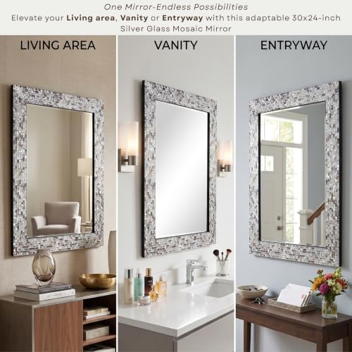 Handmade Blue & Silver Mosaic Wall Mirror