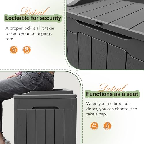 31 Gallon Resin Deck Box All Weather Outdoor Storage Boxes for Patio Furniture Set