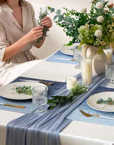 Gradient Blue Woven Placemats Set of 24 (24 Count)