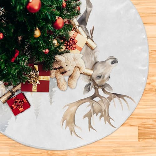 Elk 48 Inch White Xmas Tree Mat for Christmas New Year Party Decorations