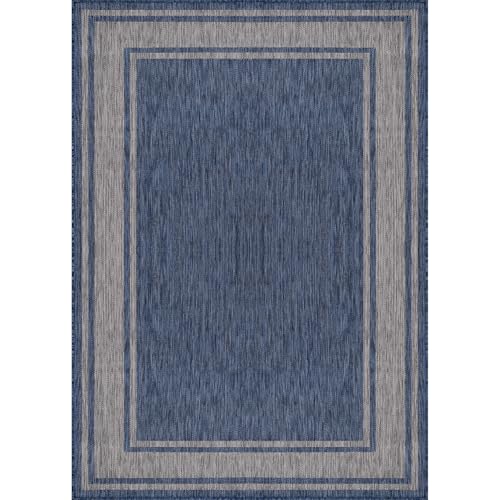 Outdoor Rug 6x9 Modern Bordered Area Rugs for Indoor and Outdoor Patio Deck Porch Garden Waterproof Weather Sun Resistant Washable Outside Carpet (58.5 Sq Ft)