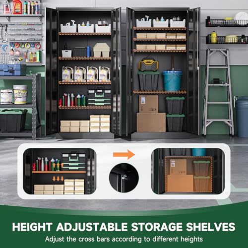 Metal Garage Storage Cabinets with Lock Door and Adjustable Shelves