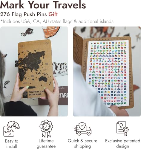 Multilayer 3D Wooden World Map