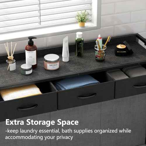 Laundry Hamper Laundry Basket with 3 Section Pull