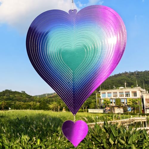 15in Large Heart Wind Spinner Garden Decor