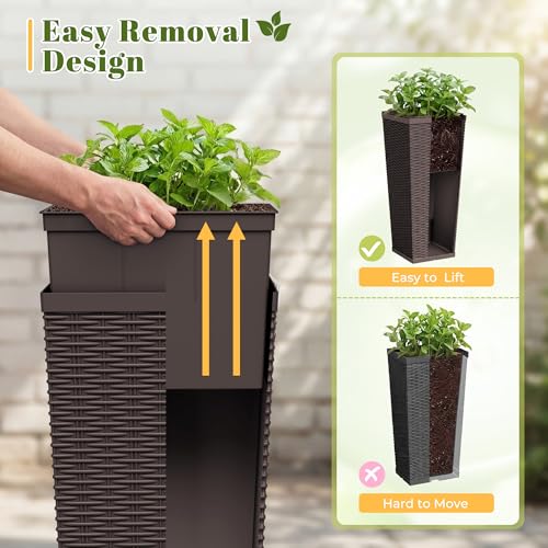 30" Front Porch Resin Rattan Tall Planters 2 Pack (2 Count)