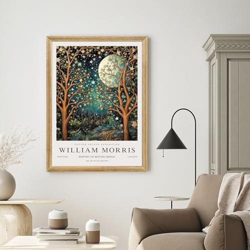 Wood Framed William Morris Moon Star Wall Art Set of 3 (3 Count)