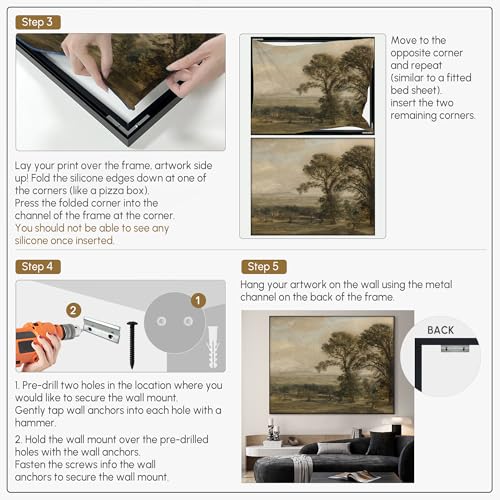 60"x72" Extra Large Framed Wall Art Vintage Landscape with Trees and Distant Horizon for Home Living Room Bedroom Decor