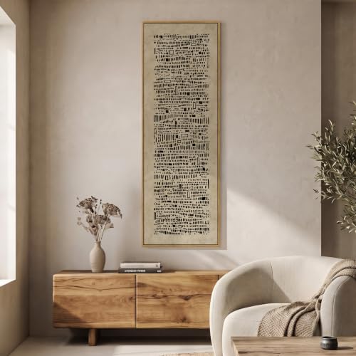 Large Framed Neutral Brown and Black Abstract Wall Art
