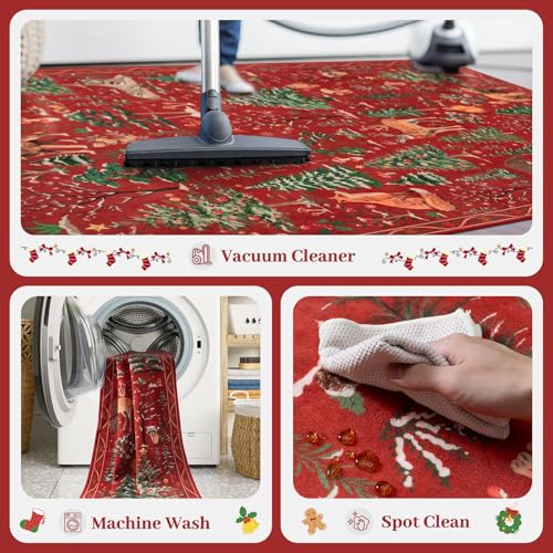 Christmas Area Rug 8x10 Red Animal Living Room Carpet Bedroom Rug (80 Sq Ft)
