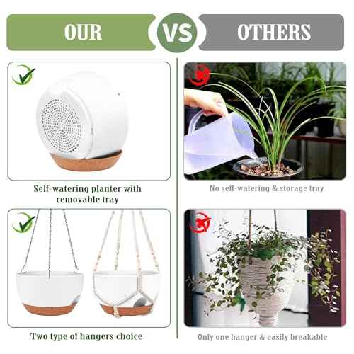 2 Pack 10 Inch Self Watering Hanging Planter for Indoor Outdoor Plants (2 Count)
