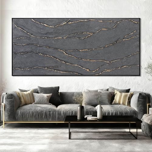 Contemporary Hand Painted Wall Art Line Wall Decor Abstract Canvas Painting 32"x70" Large Canvas Artwork for Living Room Kitchen Bedroom