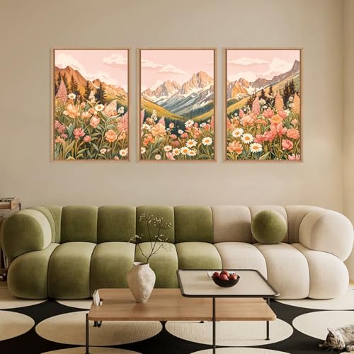 Large Abstract Colorful Mountain Framed Canvas Wall Art