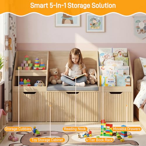 Kids Bookshelf with Reading Nook