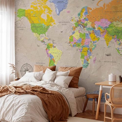 Wall Mural World Map 157x110 in (120.55 Sq Ft)