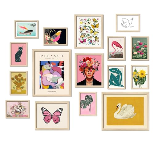 16 PCS Framed Eclectic Wall Art Decor (16 Count)