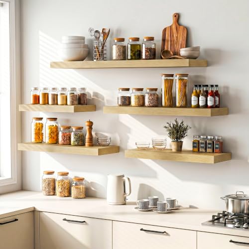 Floating Shelves 39.4" W x 9.3" D Oak Set of 2 (2 Count)