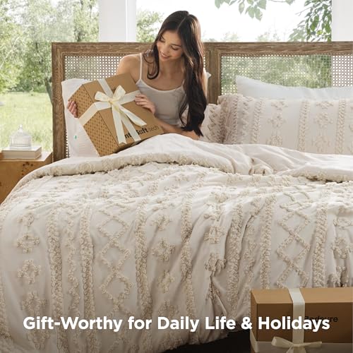 Tufted Boho Comforter Set Queen Size