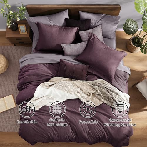 Queen Size Comforter Set 7 Pieces Italian Plum Bed in a Bag