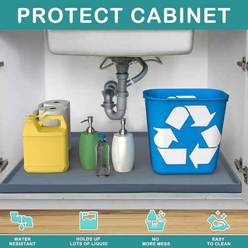 Waterproof Silicone Under Sink Mat 28'' x 22'' Shelf Liner for Kitchen and Bathroom