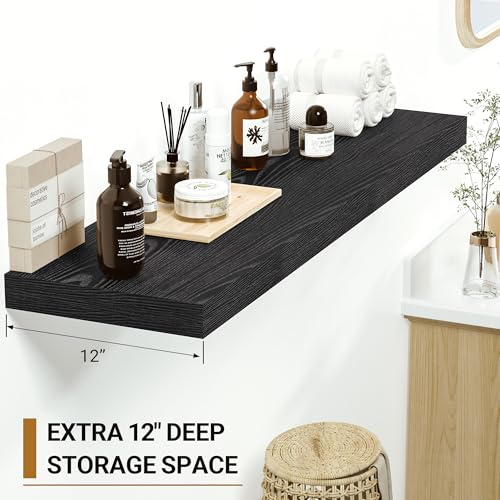24 Inches Black Floating Shelves (2 Count)