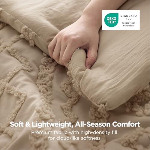 Tufted Boho Comforter Set Queen Size