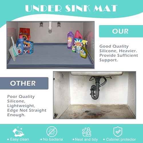 Waterproof Silicone Under Sink Mat 31'' x 19'' Shelf Liner for Kitchen and Bathroom